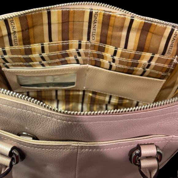 Tignanello Rock City Satchel Baby Pink Leather Crossbody Zip Closure Tassel - Picture 9 of 10